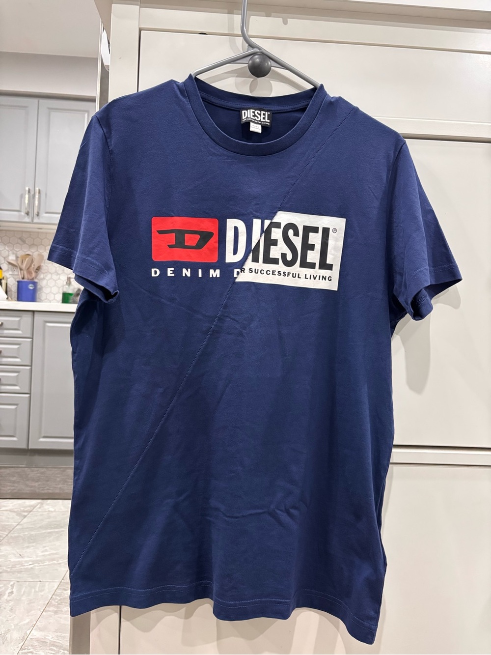 Diesel Men's Navy Logo T-Shirt slimfit